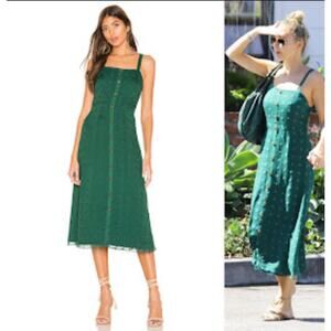 House of Harlow 1960 x Revolve 100% Silk Green Polka‎ Dot Dress Size Small